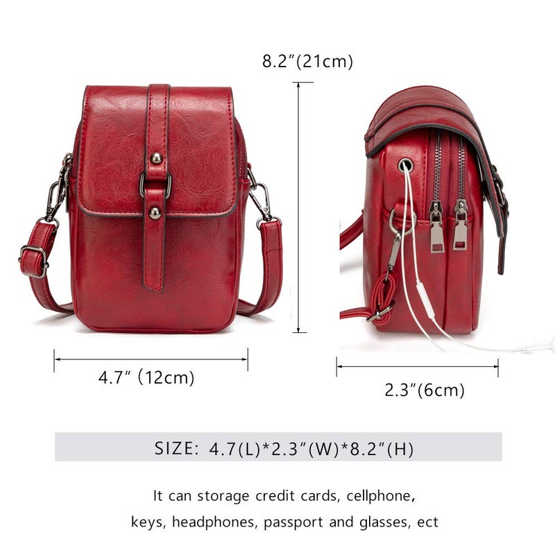 My Friday myfriday Vintage Crossbody Phone Bag for Women, Small Leather Shoulder Purse and Handbag with Tassel&Rivet Decoration - Image 2